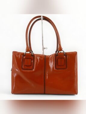 Tods Patent Leather Tote Bag Square Semi Structured